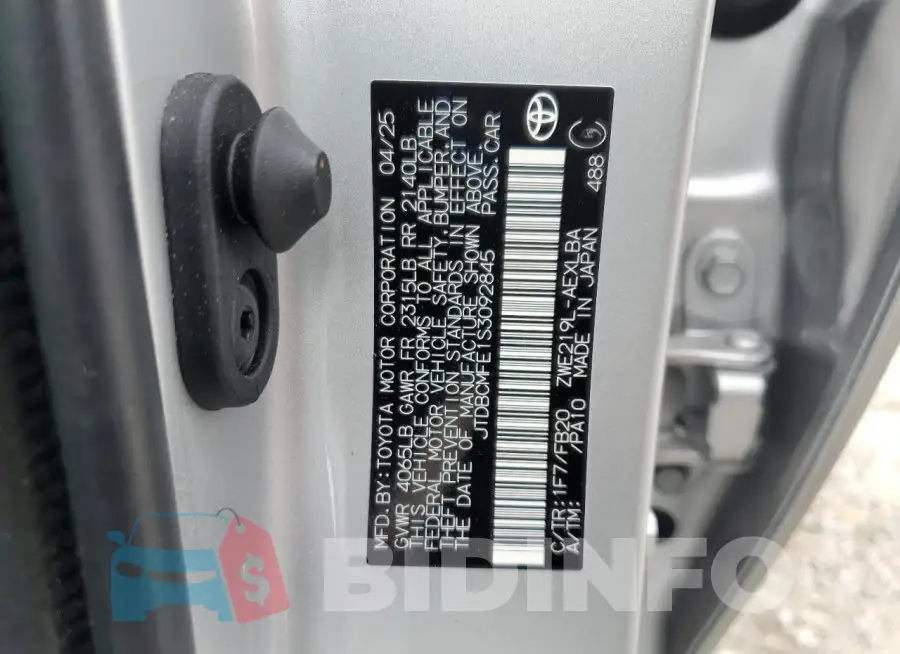 JTDBCMFE1S3092845 Photo# 12