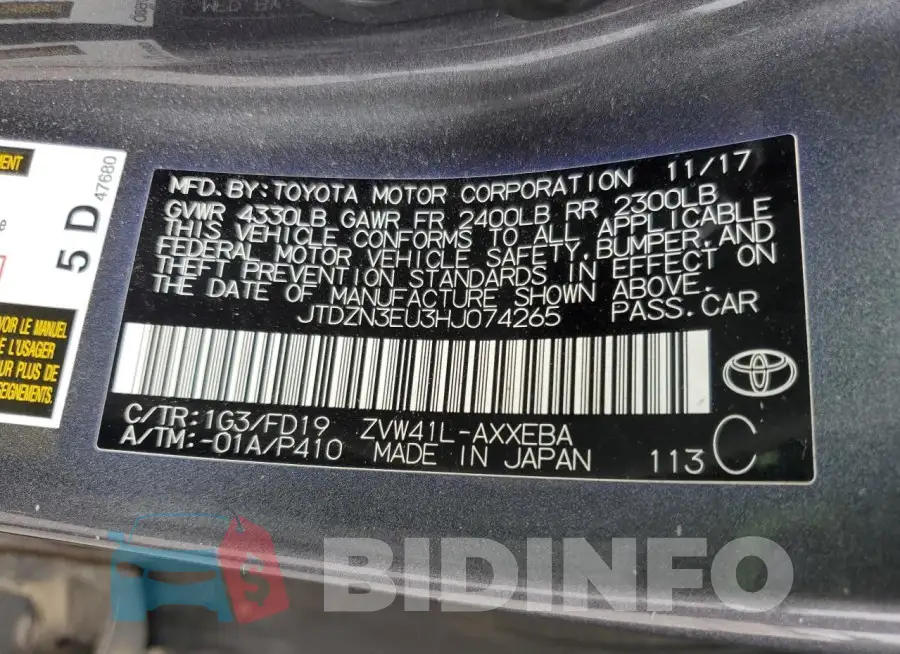 JTDZN3EU3HJ074265 Photo# 13