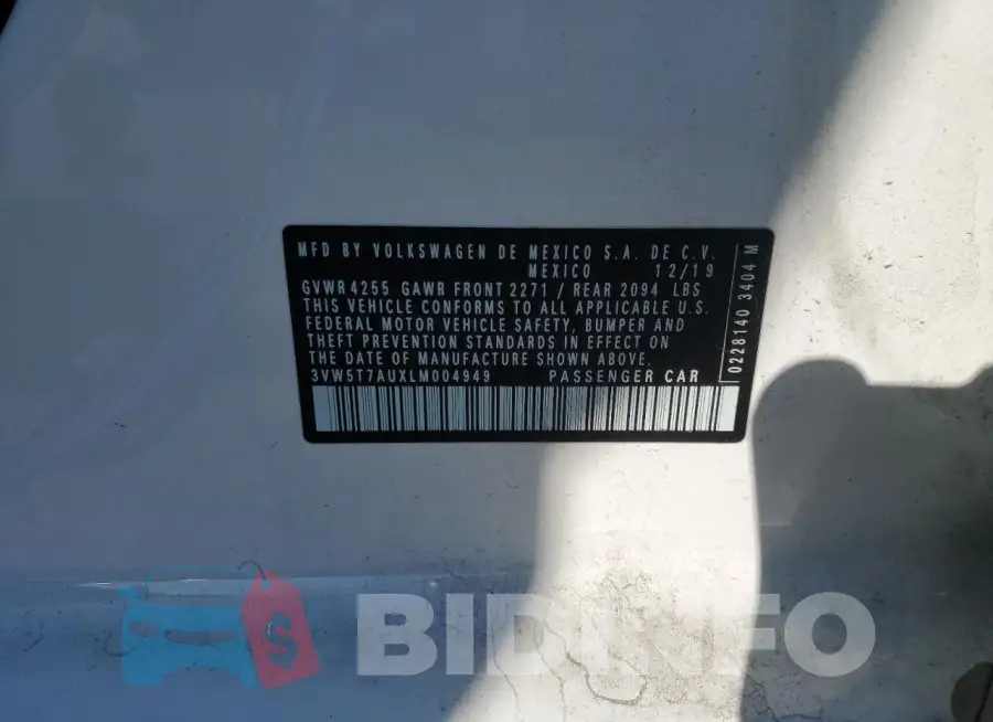 3VW5T7AUXLM004949 Photo# 12