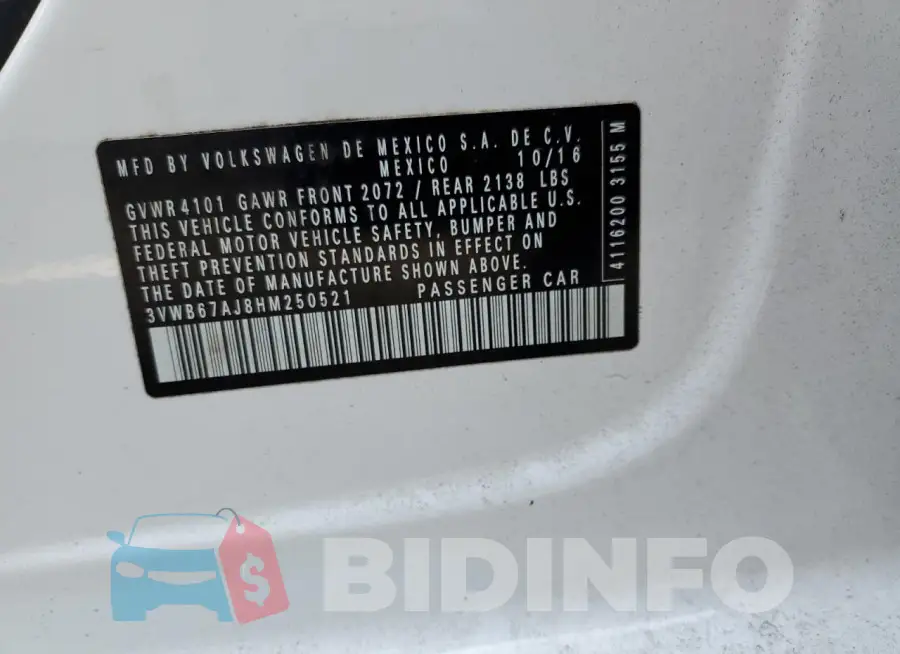 3VWB67AJ8HM250521 Photo# 12