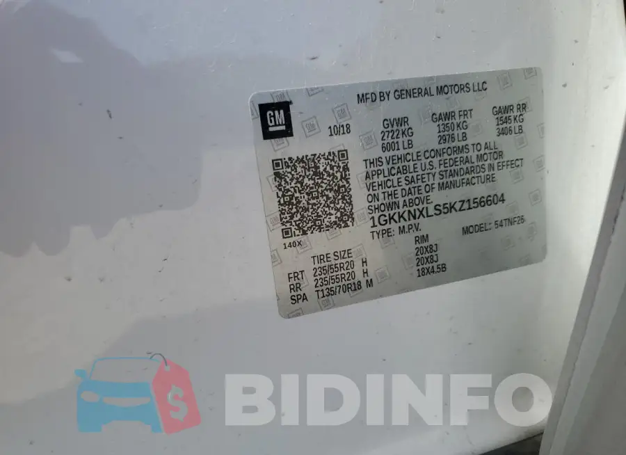 1GKKNXLS5KZ156604 Photo# 13