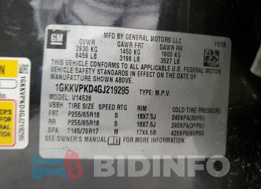 1GKKVPKD4GJ219295 Photo# 13