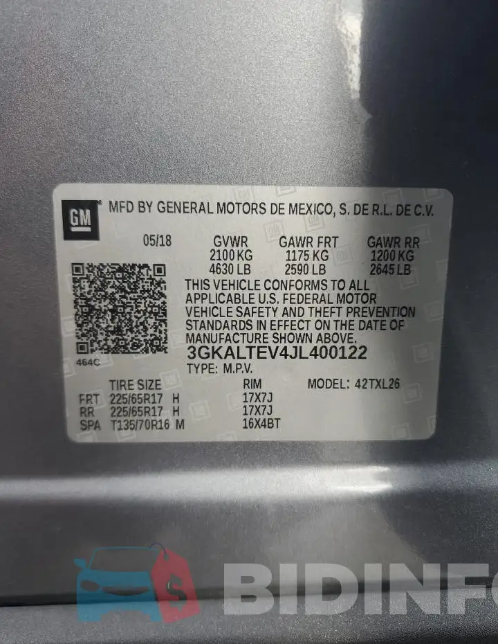 3GKALTEV4JL400122 Photo# 13