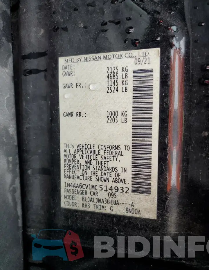 1N4AA6CV1MC514932 Photo# 12