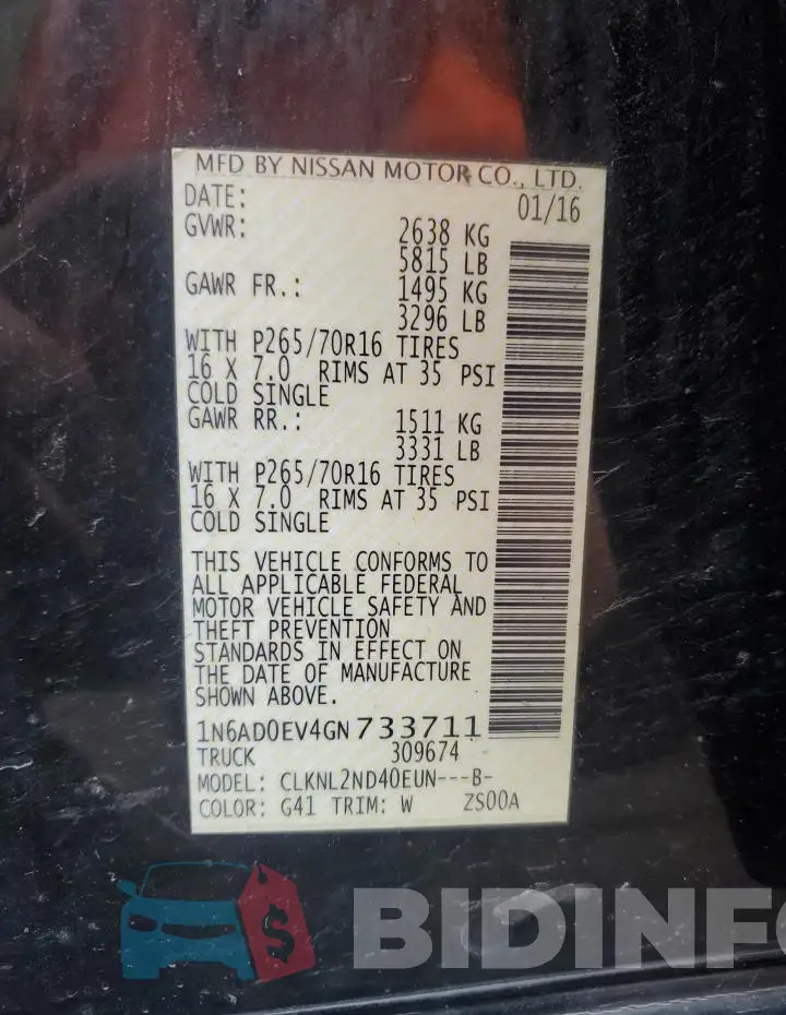 1N6AD0EV4GN733711 Photo# 12