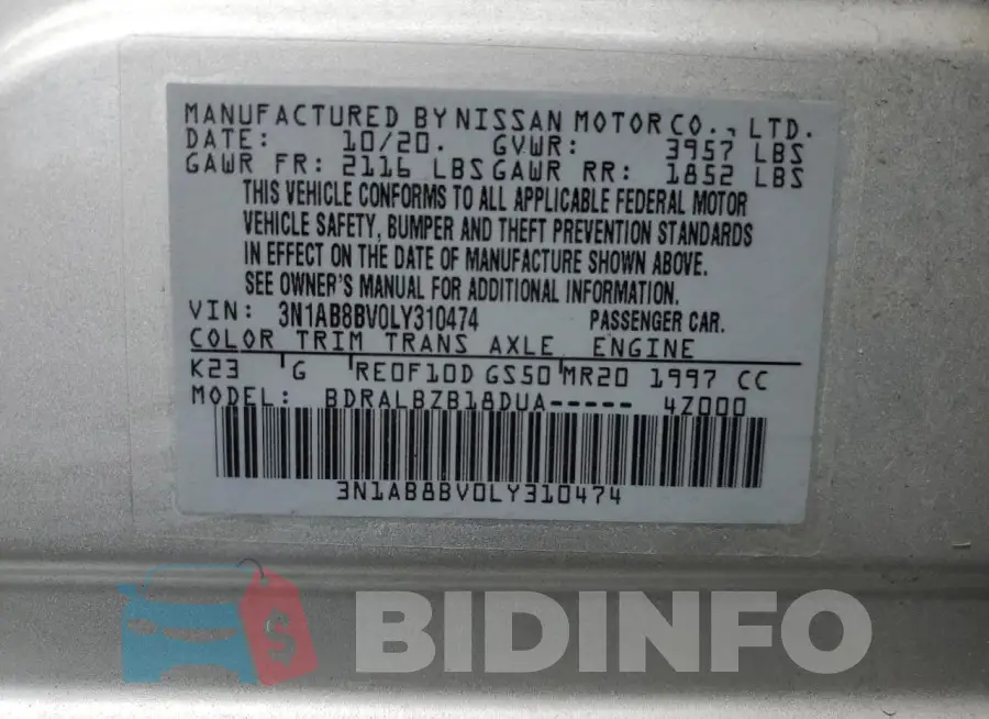 3N1AB8BV0LY310474 Photo# 12