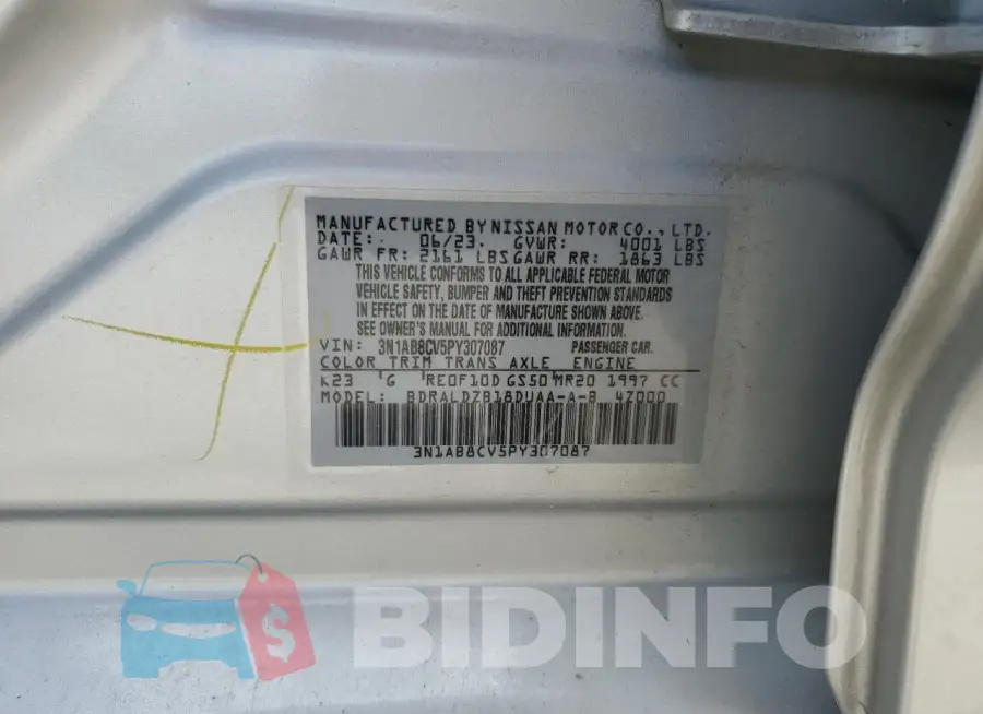 3N1AB8CV5PY307087 Photo# 12