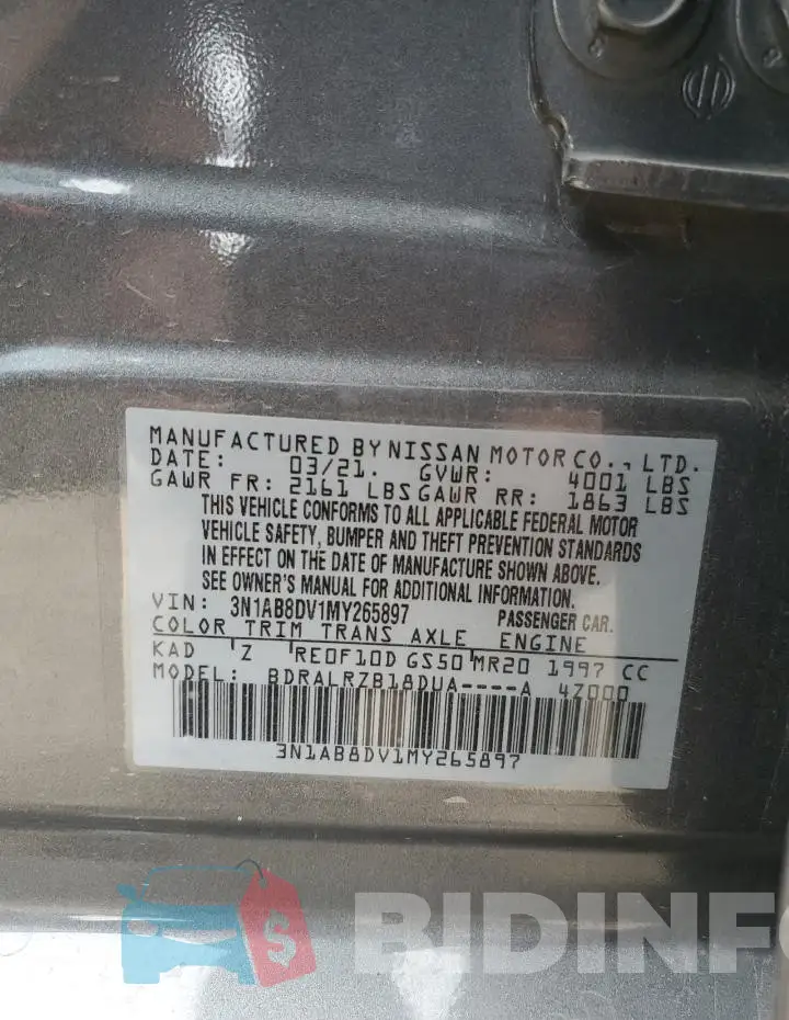 3N1AB8DV1MY265897 Photo# 13