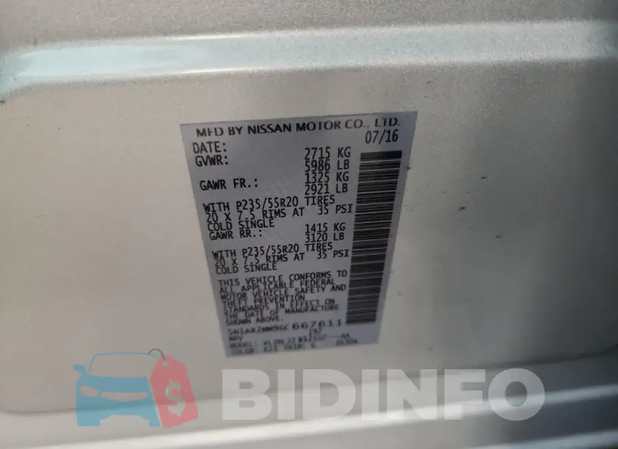 5N1AR2MM9GC667611 Photo# 13