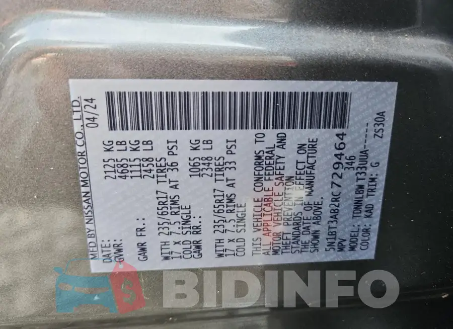5N1BT3AB2RC729464 Photo# 14