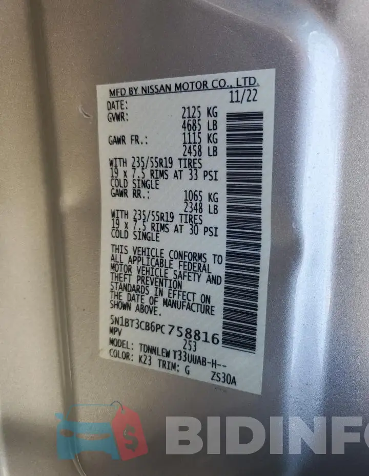 5N1BT3CB6PC758816 Photo# 13