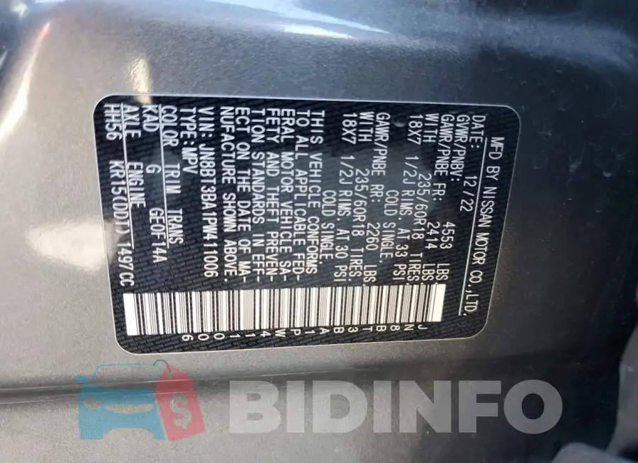 JN8BT3BA1PW411006 Photo# 14