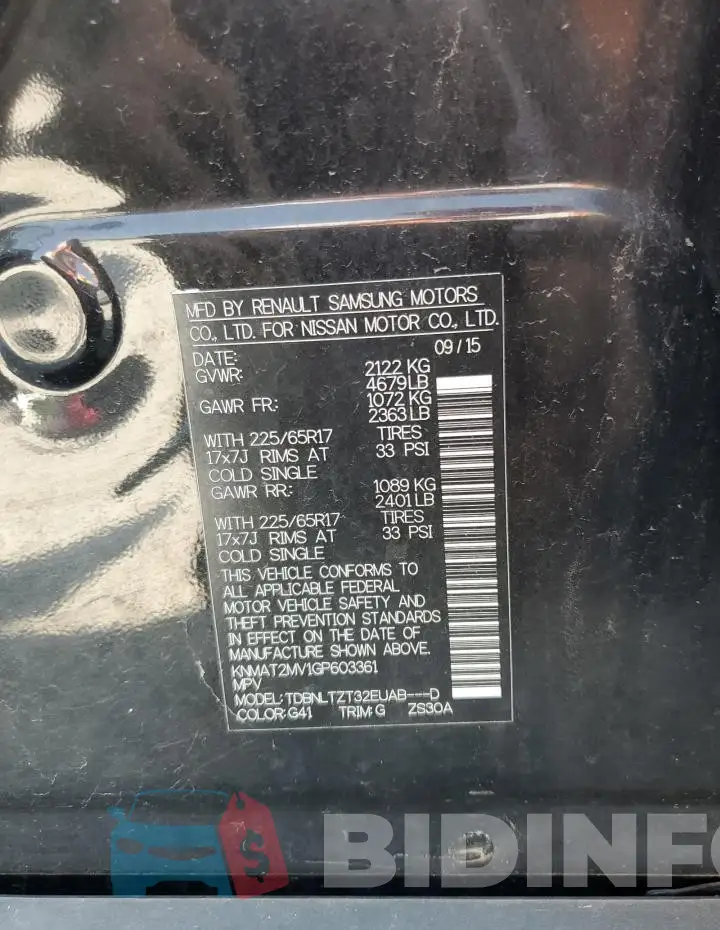 KNMAT2MV1GP603361 Photo# 13