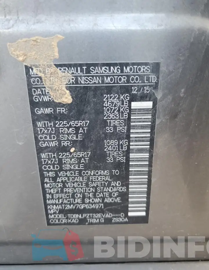 KNMAT2MV7GP634971 Photo# 14