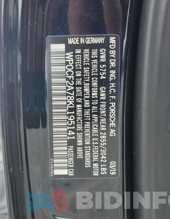 WP0CF2A78KL195141 Photo# 12
