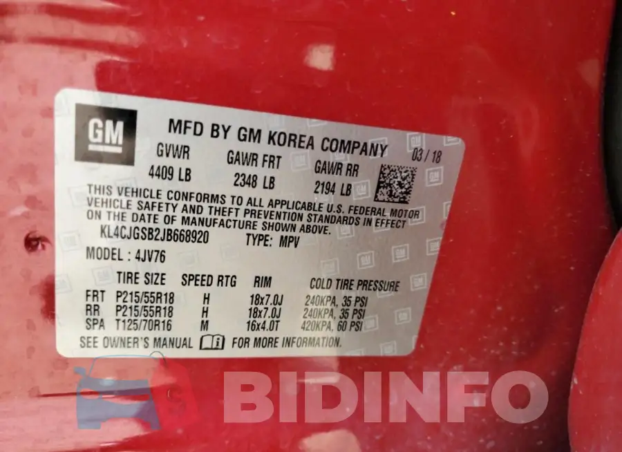 KL4CJGSB2JB668920 Photo# 13