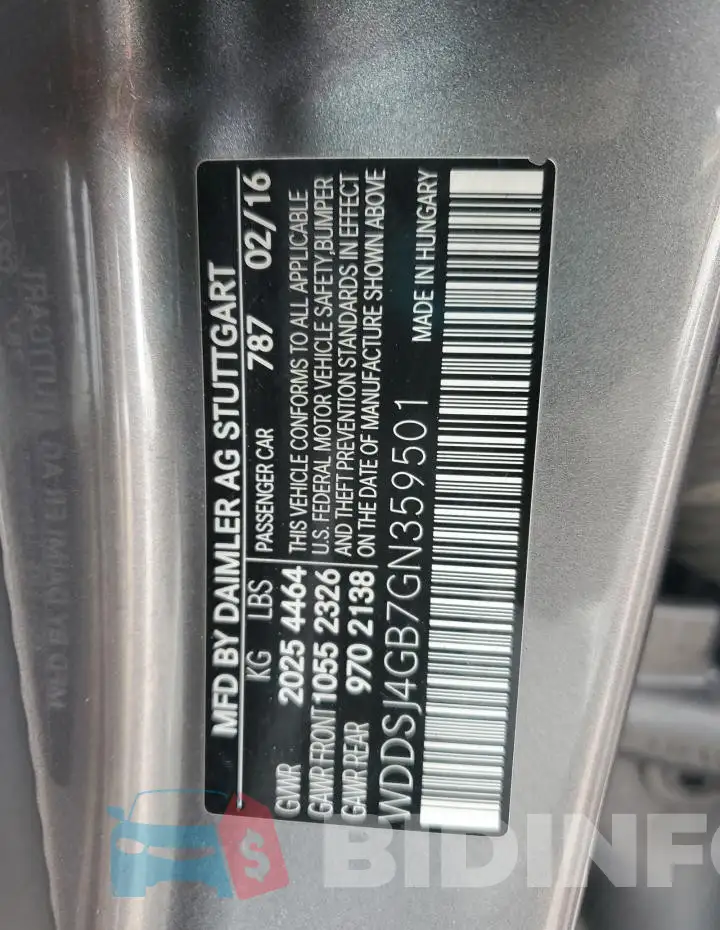 WDDSJ4GB7GN359501 Photo# 12