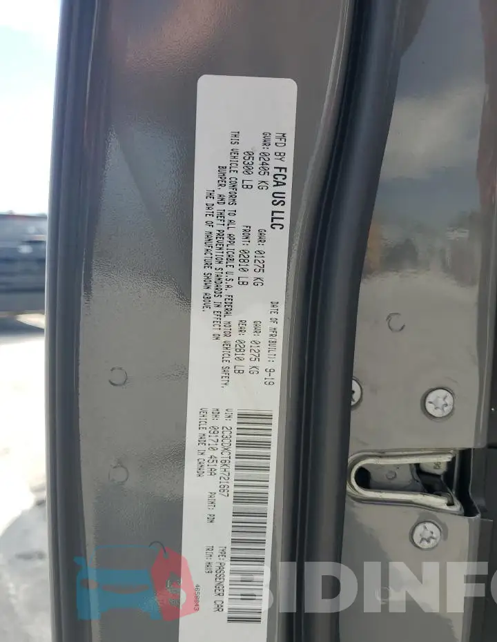 2C3CDXCT6KH721667 Photo# 12