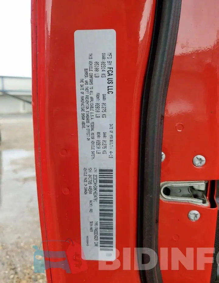 2C3CDXHG0KH634701 Photo# 13