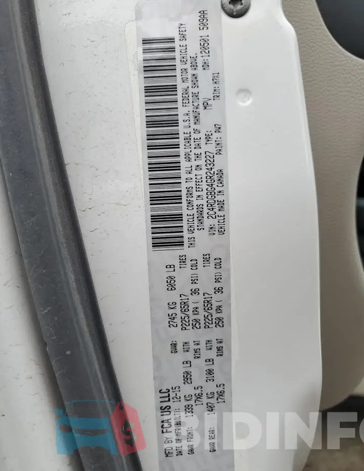 2C4RDGBG4GR243227 Photo# 14