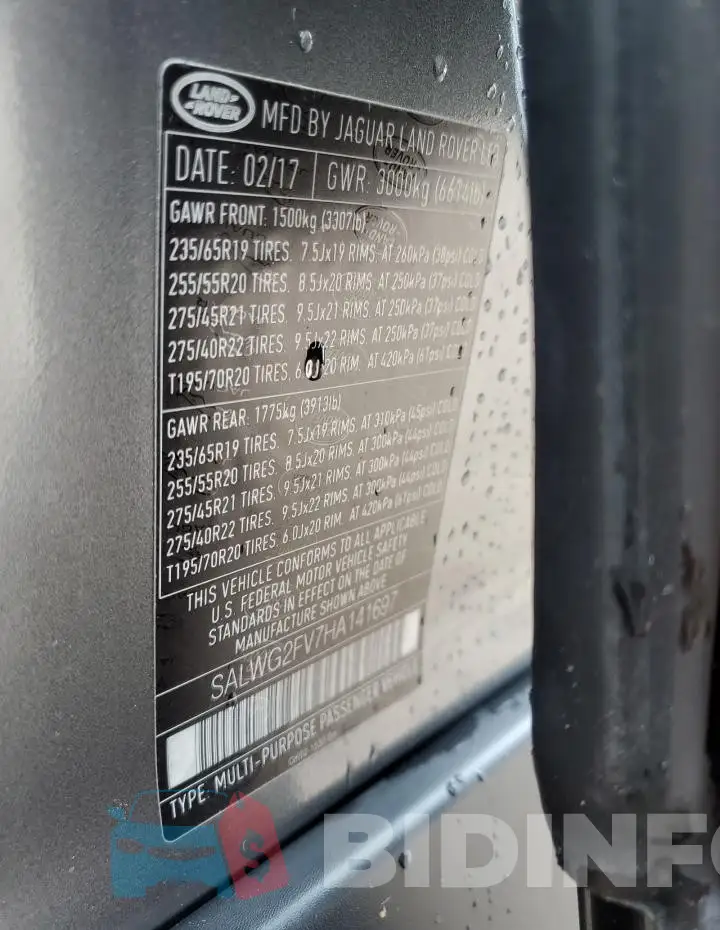 SALWG2FV7HA141697 Photo# 13