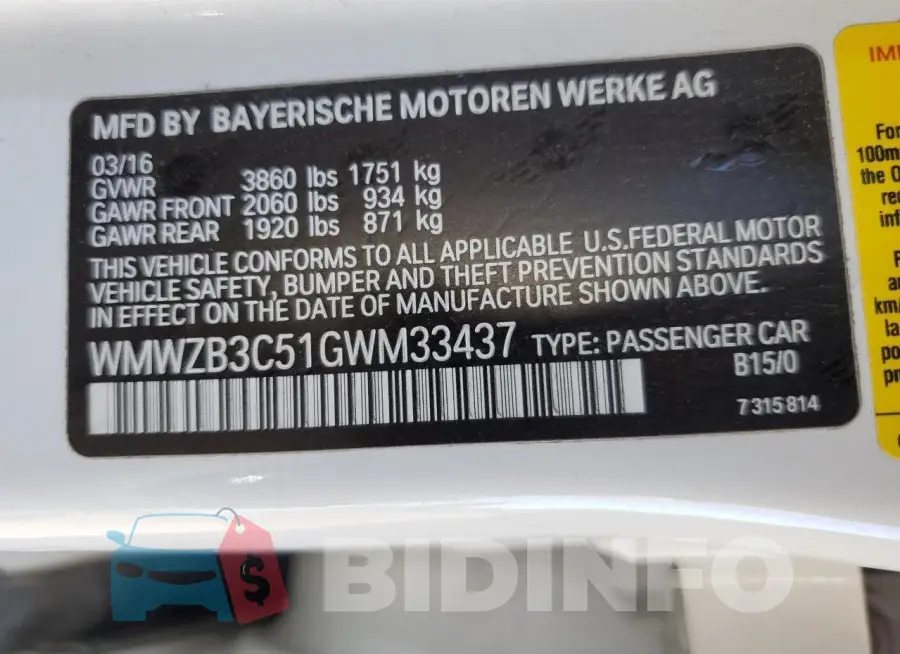 WMWZB3C51GWM33437 Photo# 12