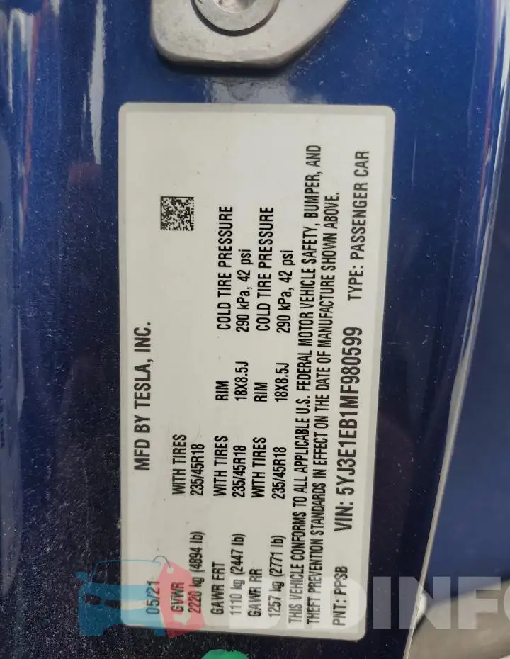 5YJ3E1EB1MF980599 Photo# 13