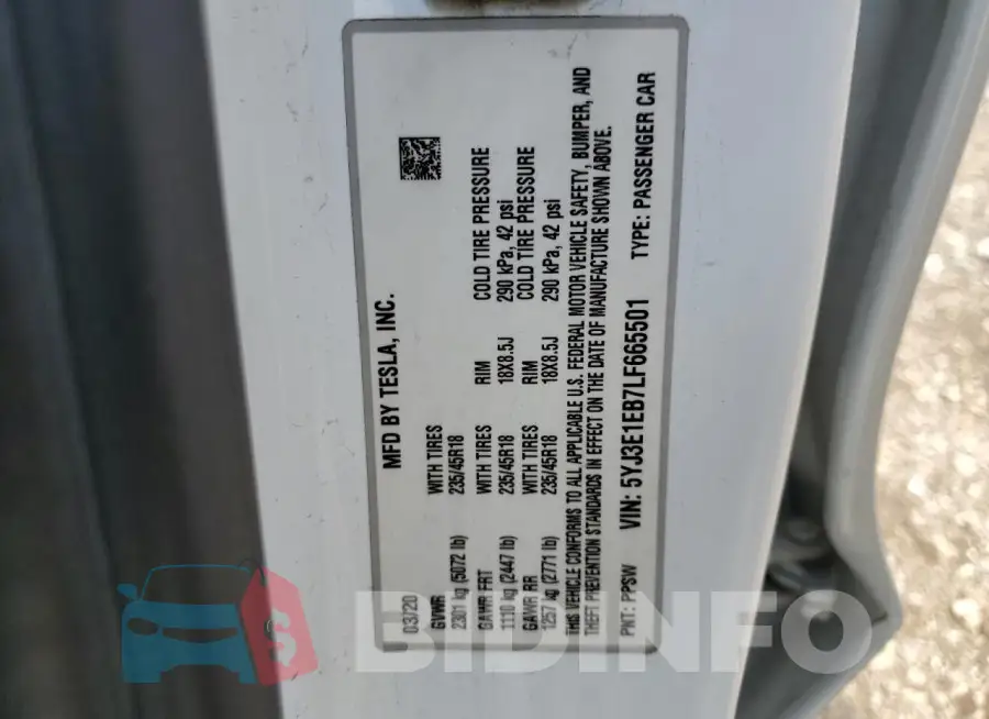 5YJ3E1EB7LF665501 Photo# 14