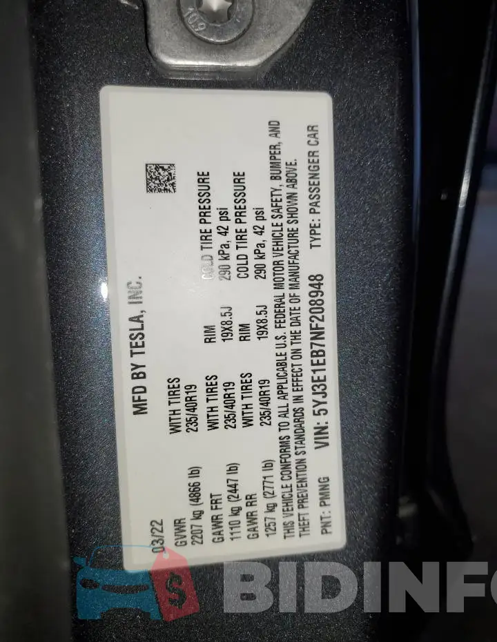 5YJ3E1EB7NF208948 Photo# 12