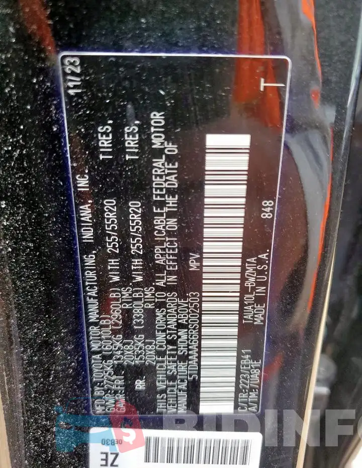 5TDAAAA66RS002503 Photo# 14