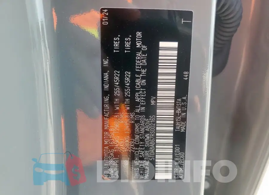 5TDABAB67RS002165 Photo# 14