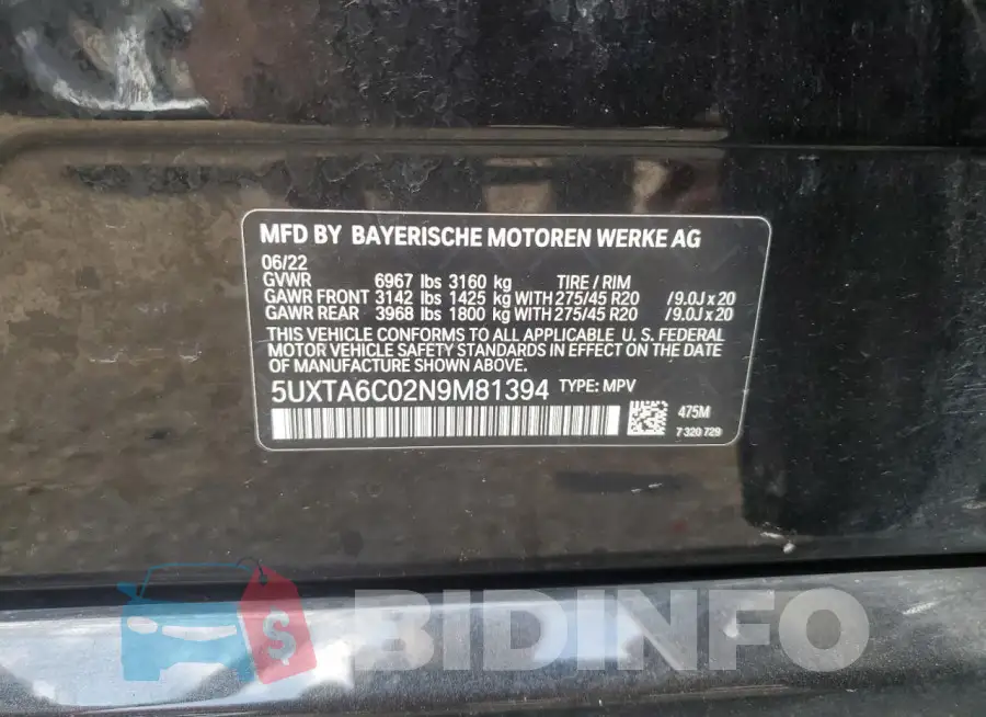 5UXTA6C02N9M81394 Photo# 13