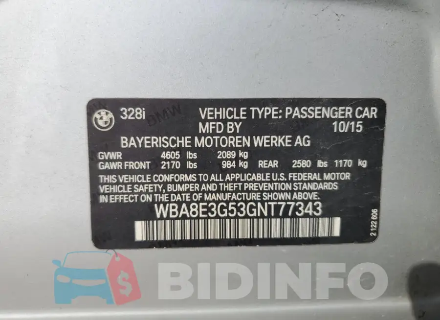 WBA8E3G53GNT77343 Photo# 12