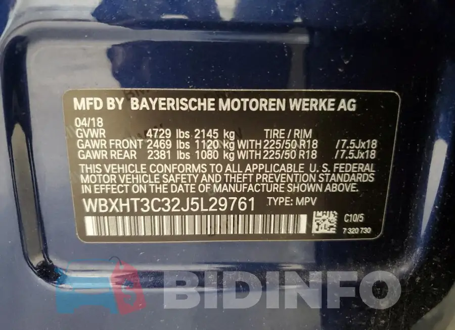 WBXHT3C32J5L29761 Photo# 13