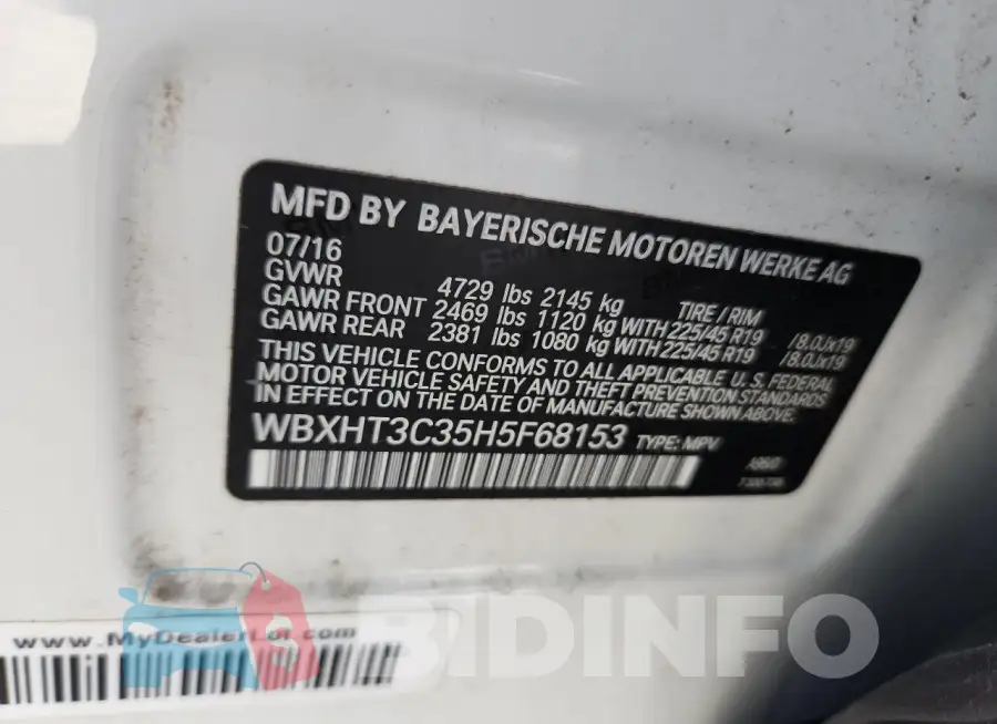 WBXHT3C35H5F68153 Photo# 13