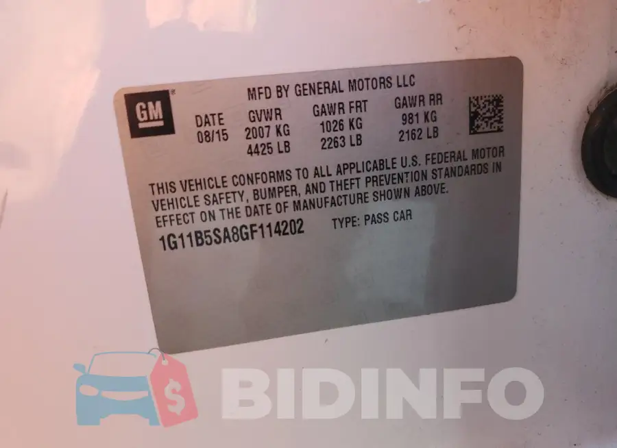 1G11B5SA8GF114202 Photo# 12