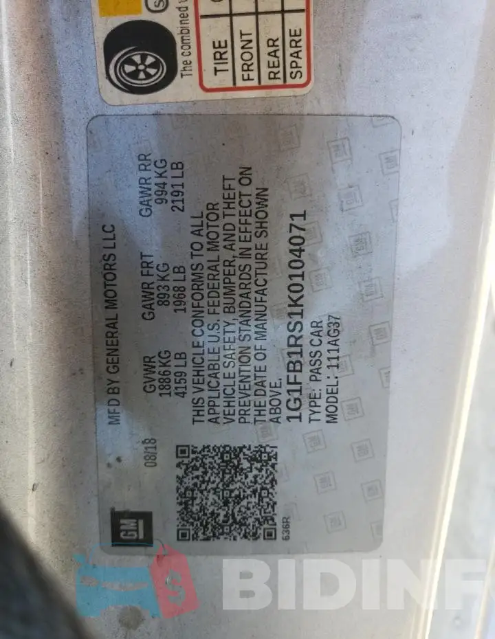 1G1FB1RS1K0104071 Photo# 12