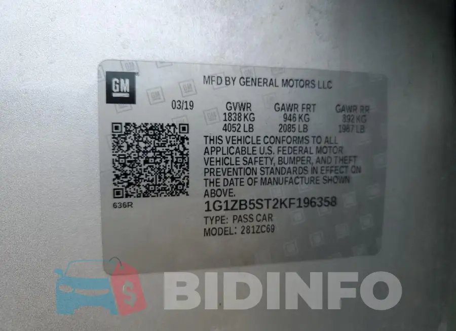 1G1ZB5ST2KF196358 Photo# 12