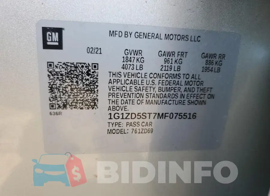 1G1ZD5ST7MF075516 Photo# 12