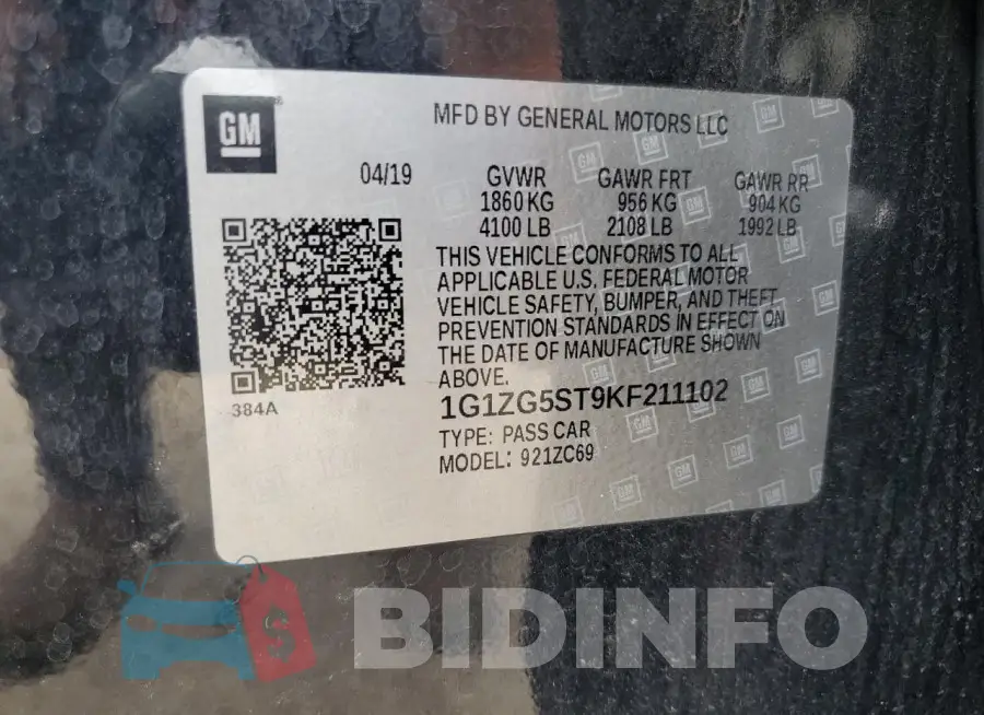 1G1ZG5ST9KF211102 Photo# 12
