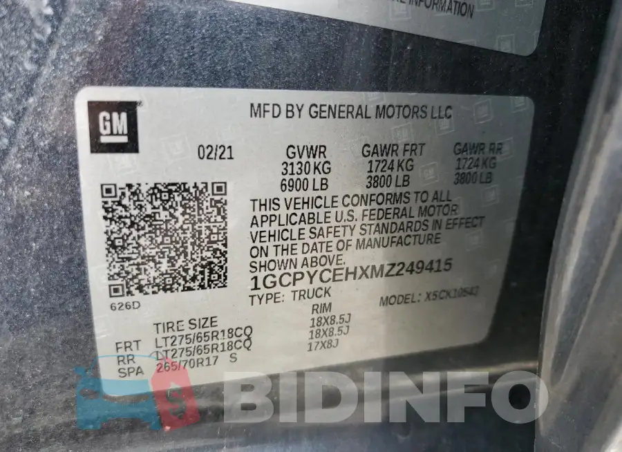 1GCPYCEHXMZ249415 Photo# 12
