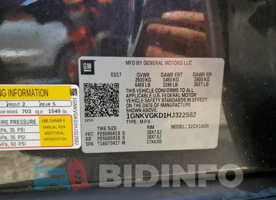1GNKVGKD1HJ322582 Photo# 13
