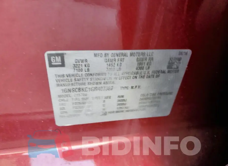 1GNSCBKC1GR407387 Photo# 12