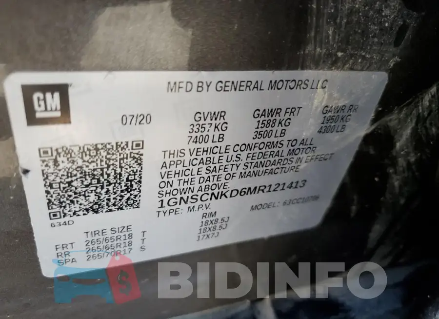 1GNSCNKD6MR121413 Photo# 13