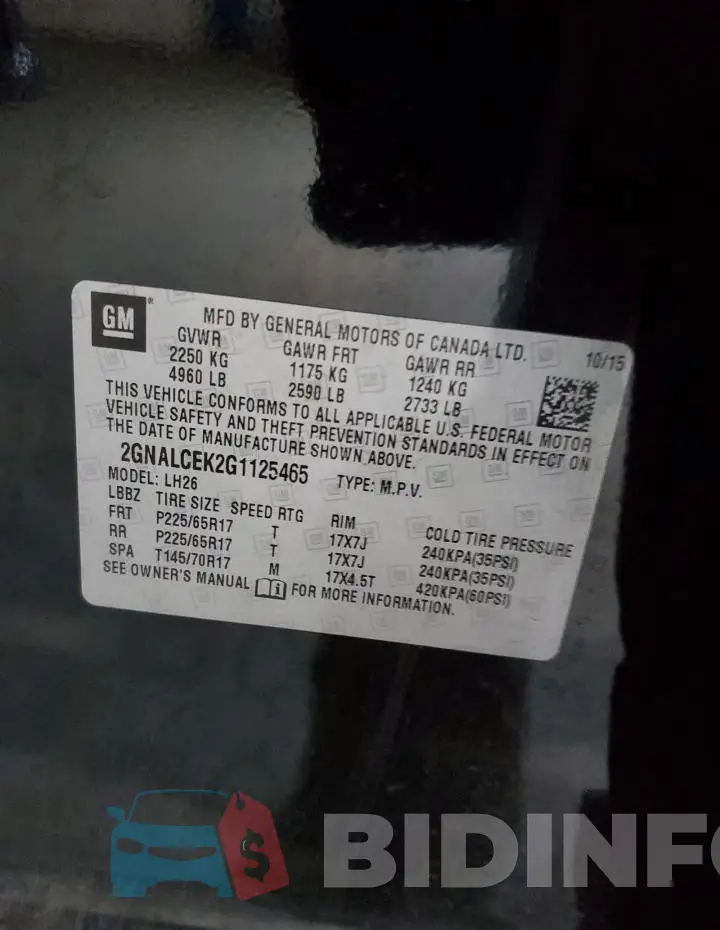 2GNALCEK2G1125465 Photo# 13