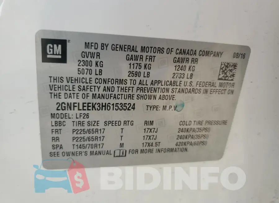 2GNFLEEK3H6153524 Photo# 13