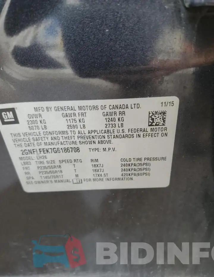 2GNFLFEK7G6186708 Photo# 13