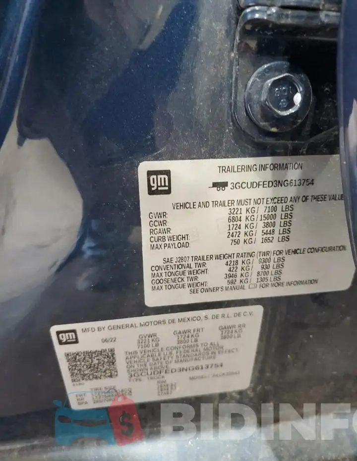 3GCUDFED3NG613754 Photo# 12