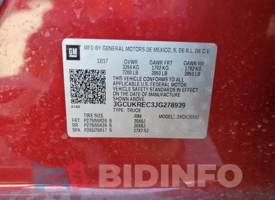 3GCUKREC3JG278939 Photo# 12