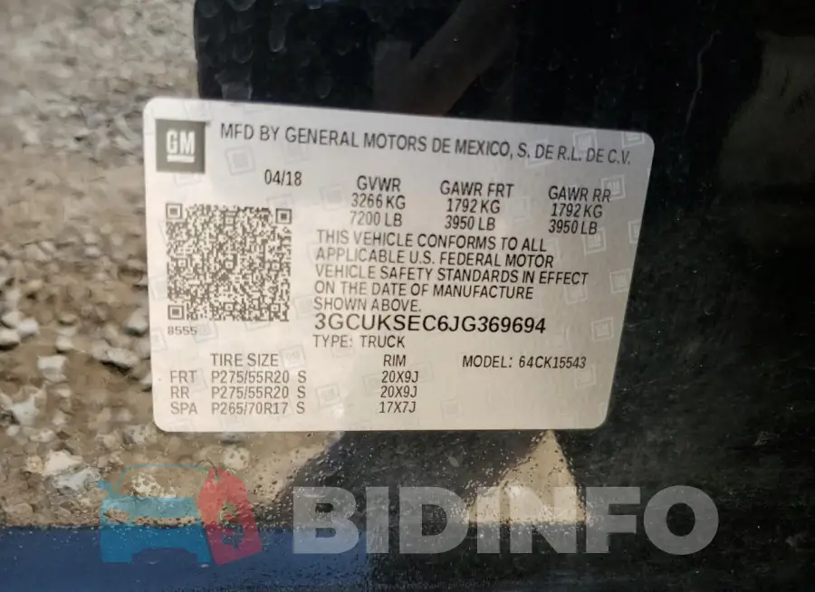 3GCUKSEC6JG369694 Photo# 12